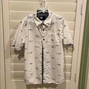 Boys Shark Patterned Button Down Shirt